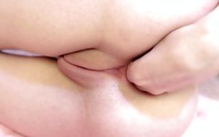 Watch my GF insanely playing with tight juicy brown eye